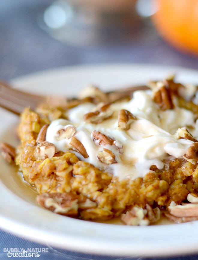 Baked-Pumpkin-Pie-Oatmeal-Perfect-Fall-Weather-food___-tastes-like-pumpkin-pie-Low-fat-high-protien-THM-E